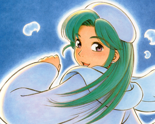 Green hair angel wings girl free wallpaper - medium preview image