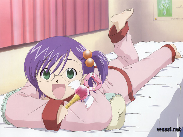 Pink bed anime girl green free wallpaper - medium preview image