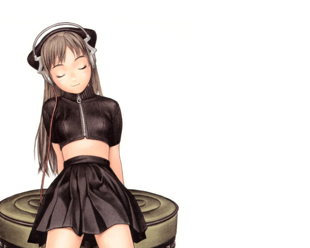 Chizuko yoshida girl stool headphones free wallpaper - medium preview image