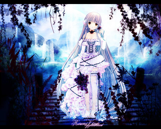 Gothic anime forest woman dress free wallpaper - medium preview image