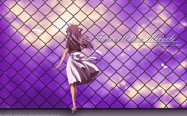 Girl short dress purple fence free wallpaper - medium preview image