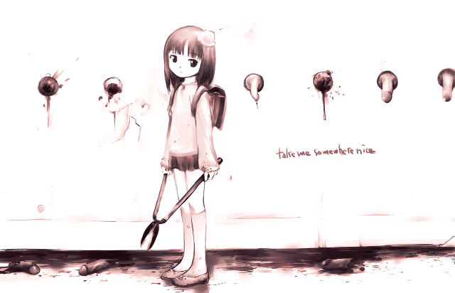 Girl umbrella wall balloons manga free wallpaper - medium preview image