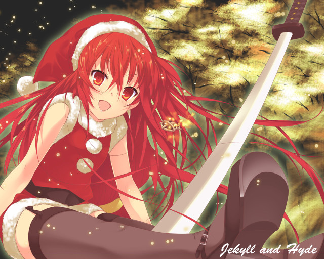 Girl red hair santa sword free wallpaper - medium preview image