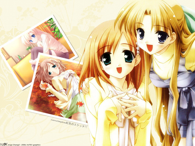 Anime girls blonde big eyes free wallpaper - medium preview image