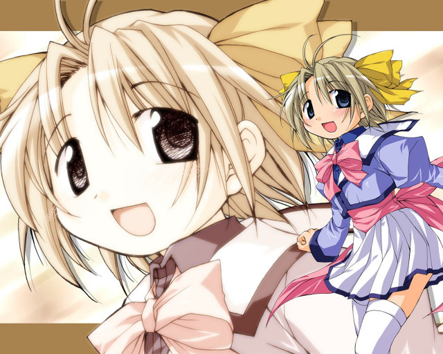 Anime blonde characters bows school free wallpaper - medium preview image