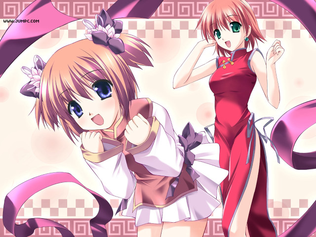 Anime girls dresses bows ribbons free wallpaper - medium preview image