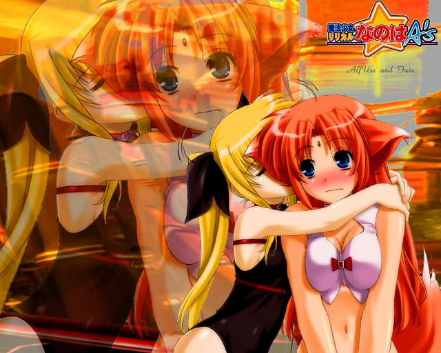 Anime sisters hug neon star free wallpaper - medium preview image