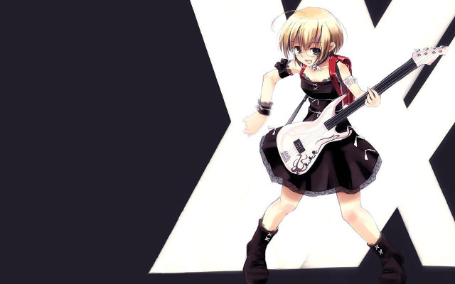 Girl guitar blackdress anime gothic free wallpaper - medium preview image