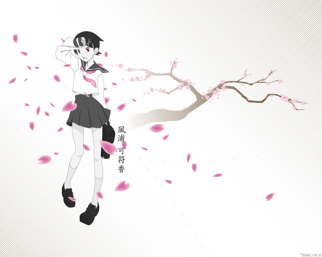 Woman anime flowers tree school free wallpaper - medium preview image