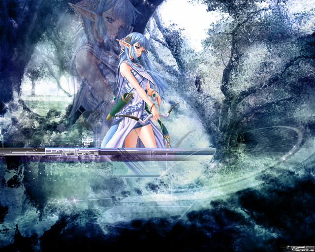 Woman bridge forest elf moon free wallpaper - medium preview image