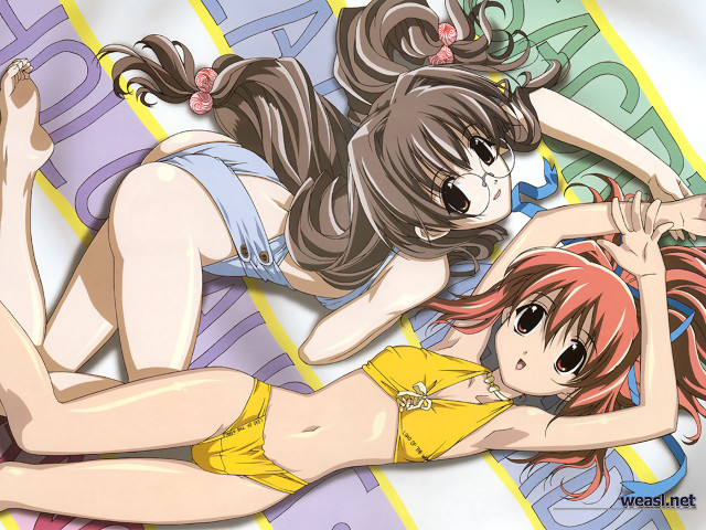 Anime girls bed bikinis long free wallpaper - medium preview image