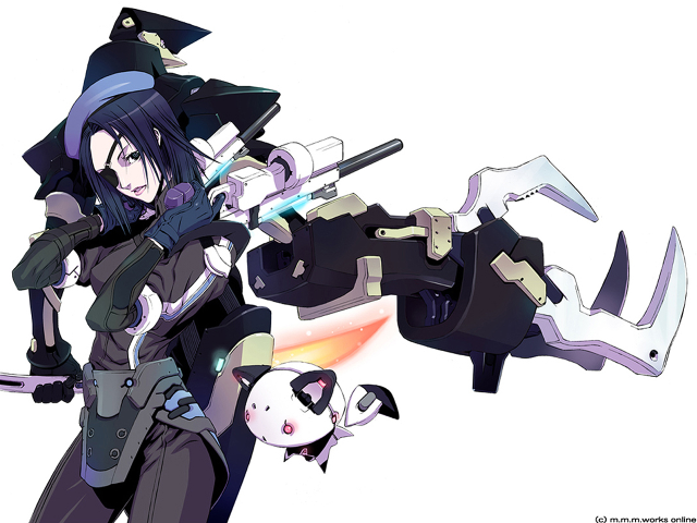 Woman cat gun mecha portrait free wallpaper - medium preview image
