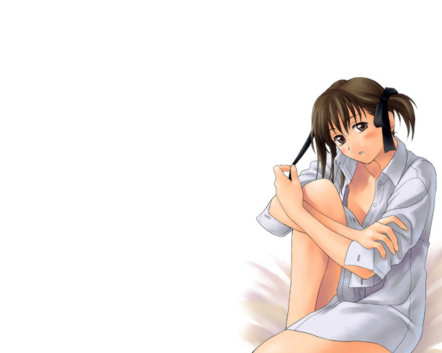 Woman blush browneyes sitting anime free wallpaper - medium preview image