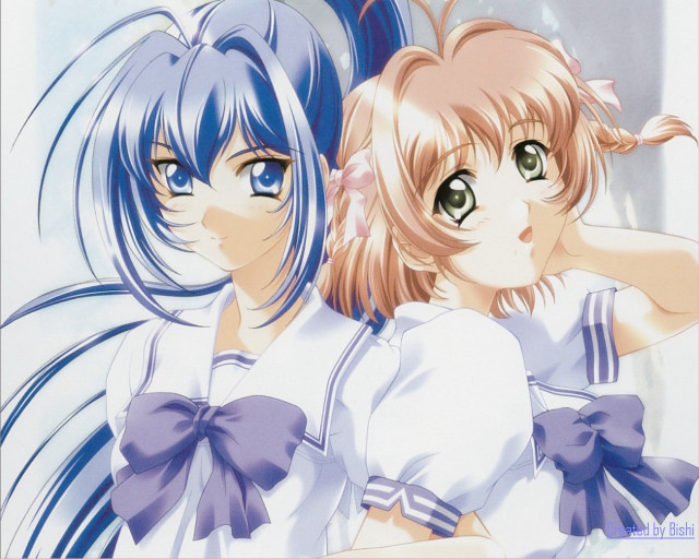 Anime girls blue hair bows #3 free wallpaper - medium preview image