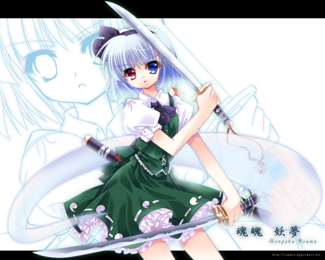 Anime girl sword dress ghost free wallpaper - medium preview image