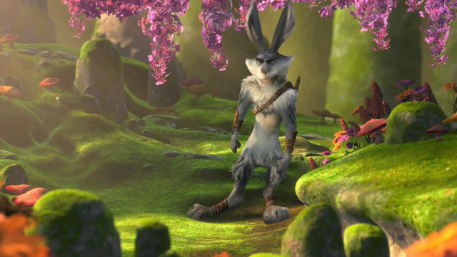 Rabbit walking lush forest flowers free wallpaper - medium preview image