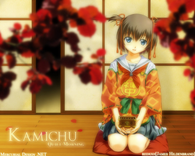 Anime girl kimono basket flower #2 free wallpaper - medium preview image