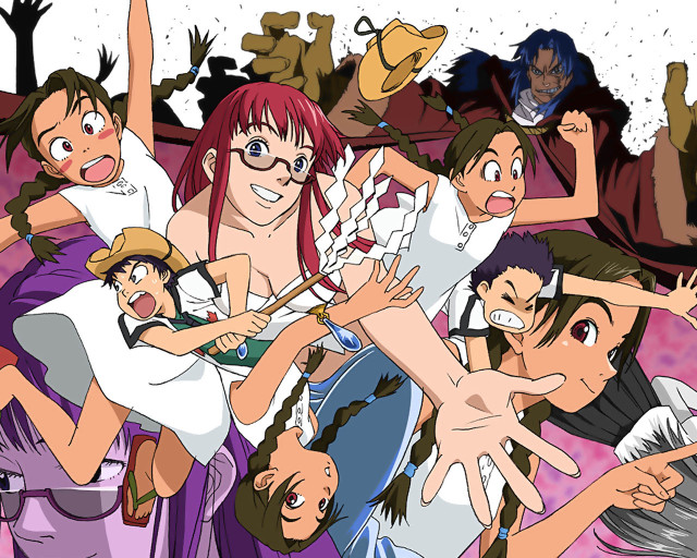 Group people arms raising stick free wallpaper - medium preview image