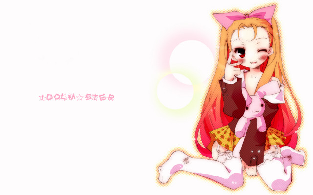 Cartoon girl longhair pinkdress sitting free wallpaper - medium preview image