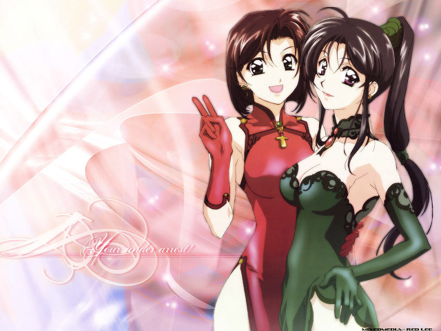 Anime girls pointing remodernism digital free wallpaper - medium preview image