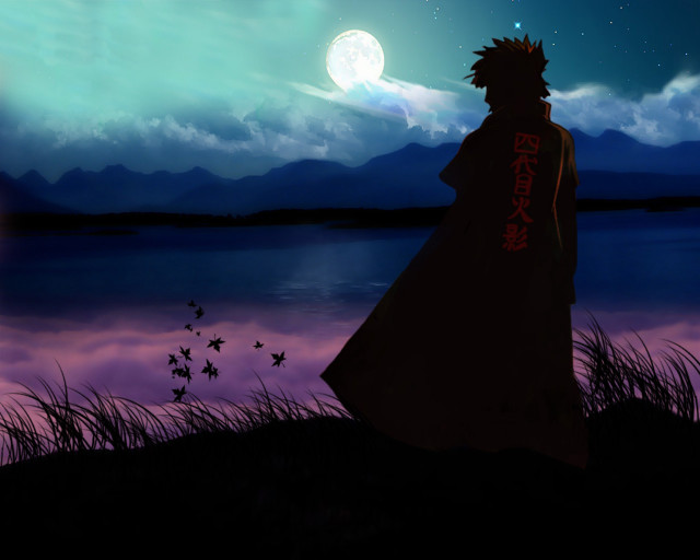 Man hill fullmoon night city free wallpaper - medium preview image