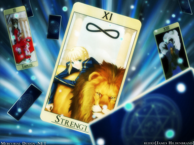 Tarot lion woman abstract blue free wallpaper - medium preview image
