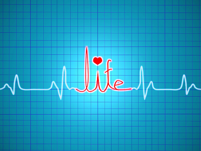 Heartbeat life red blue ecg free wallpaper - medium preview image