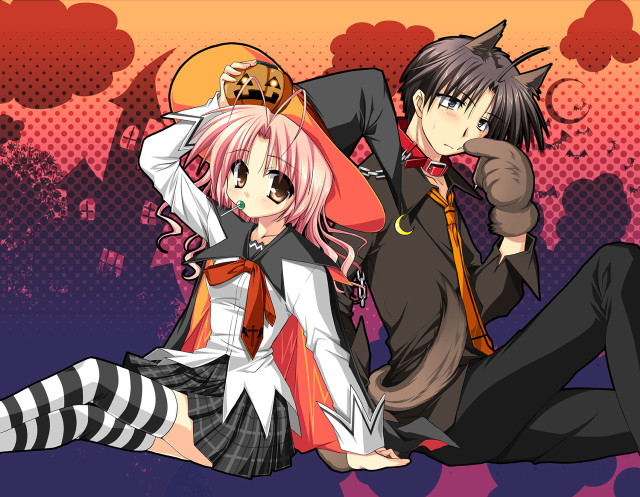 Anime couple gothic characters food free wallpaper - medium preview image