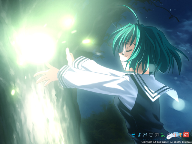 Green haired girl pointing moonlight free wallpaper - medium preview image