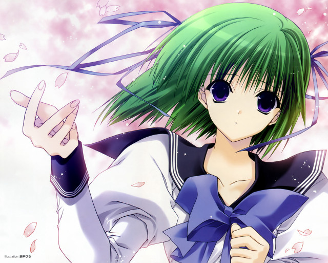 Green hair blue eyes manga free wallpaper - medium preview image