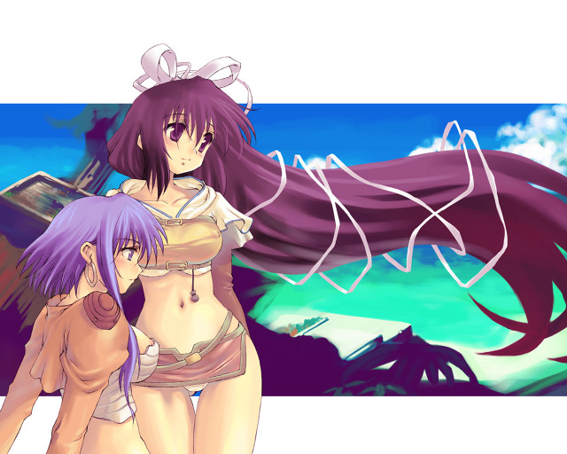 Anime girls beach sky clouds #4 free wallpaper - medium preview image