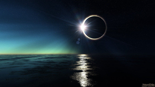 Solar eclipse ocean night moonlight free wallpaper - medium preview image