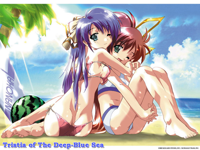 Tiki deepblue sea animegirls beach free wallpaper - medium preview image