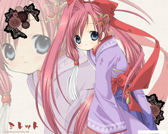 Pink hair girl anime kimono free wallpaper - medium preview image