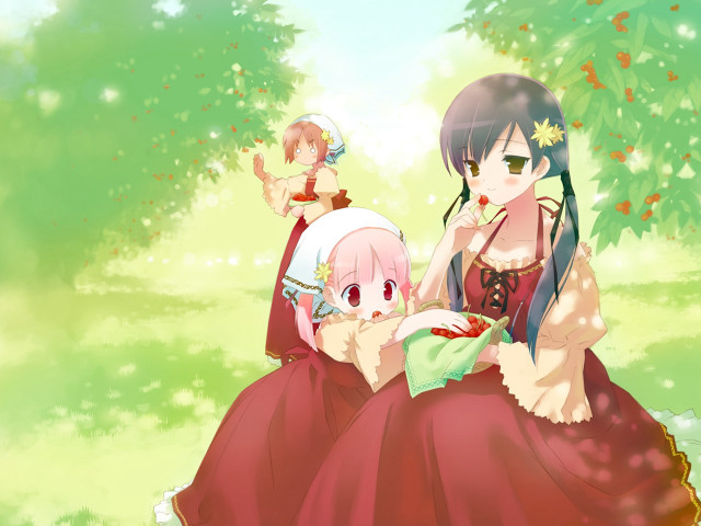 Anime girls park dolls christmas free wallpaper - medium preview image