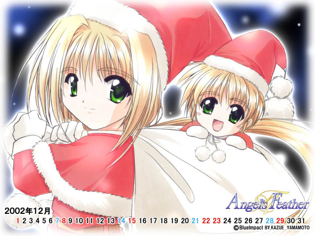 Anime girls santa hats snow free wallpaper - medium preview image