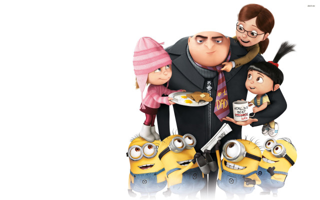 Family three cartoon character coffee free wallpaper - medium preview image