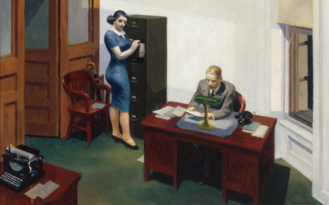 Man woman desk room typewriter free wallpaper - medium preview image