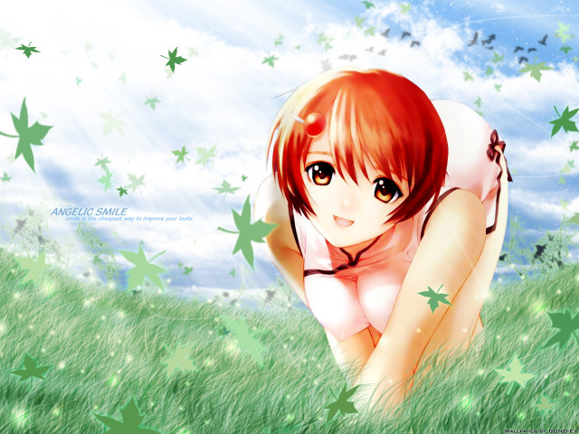 Girl starry field red hair free wallpaper - medium preview image