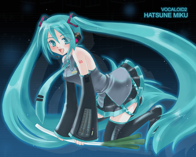 Aqua hair bluetooth boot sitting free wallpaper - medium preview image