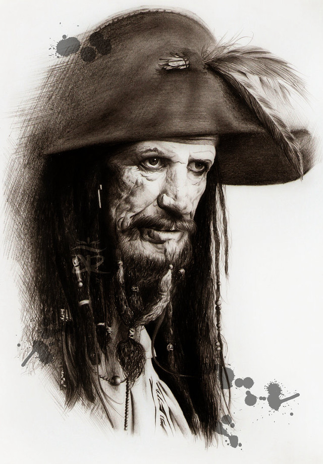 Pirate man feathered hat portrait free wallpaper - medium preview image
