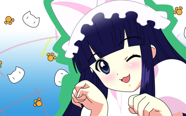 Cartoon girl black hair white free wallpaper - medium preview image