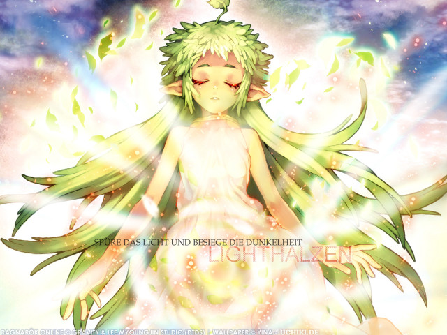 Green hair girl white dress free wallpaper - medium preview image