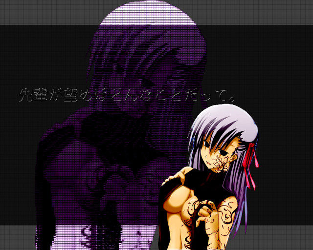 Purple haired woman tattoo cat free wallpaper - medium preview image