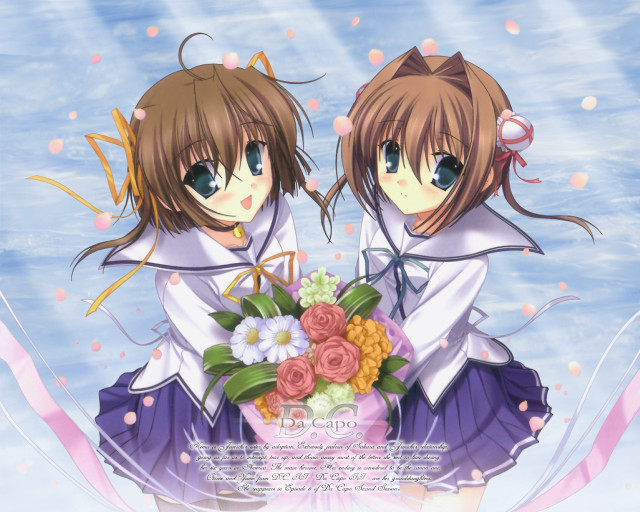 Anime girls flower bouquet blue #2 free wallpaper - medium preview image