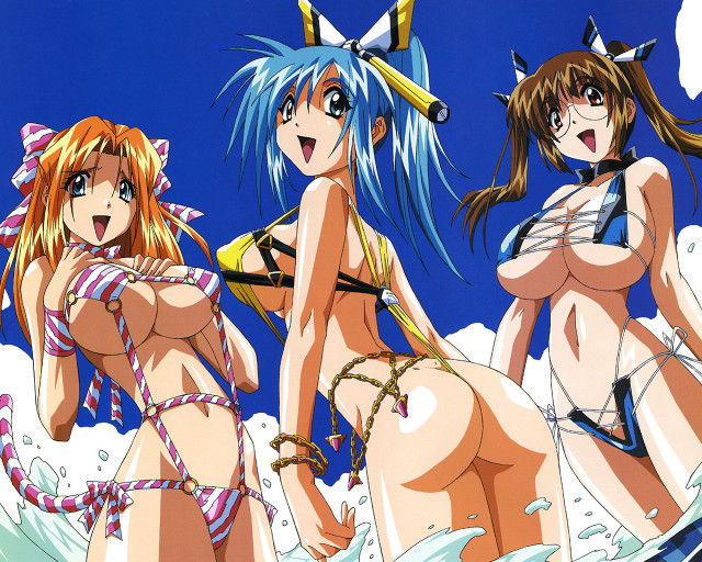 Three anime girls water bikini free wallpaper - medium preview image