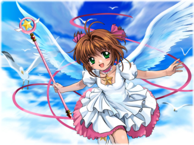 Angel wings sword clouds magical free wallpaper - medium preview image