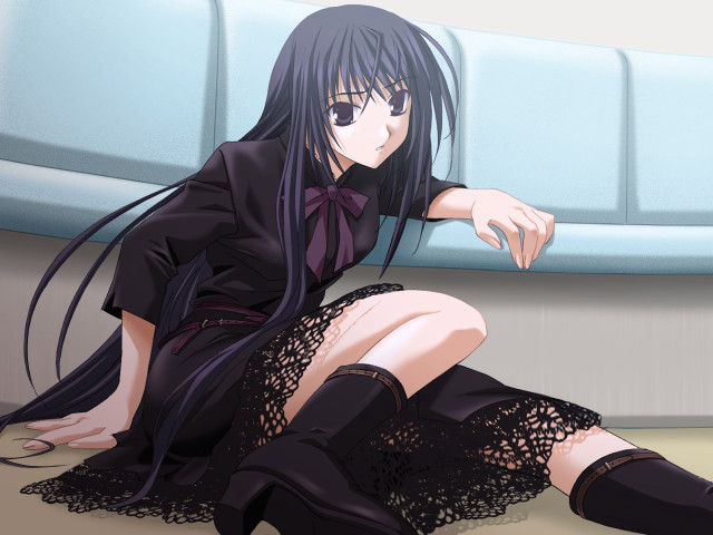 Woman black dress black boots #3 free wallpaper - medium preview image