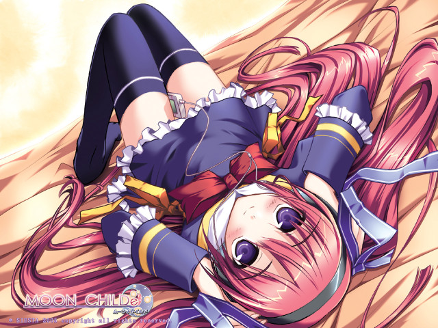 Anime girl blowing hair lying free wallpaper - medium preview image