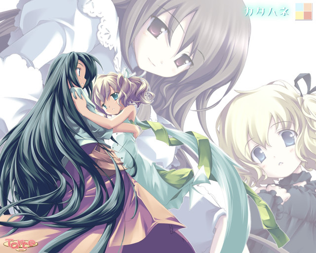 Anime girls hug blue sky #3 free wallpaper - medium preview image